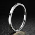 Minimalist silver-tone stainless steel plain band ring with a high-polished finish - Size 5 / Curved Inner and Flat Outer Polished / Steel