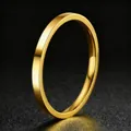 Minimalist stainless steel thin ring for women in a polished gold finish variant. - Size 5 / Curved Inner and Flat Outer Polished / Gold