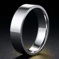 High-quality minimalist polished silver stainless steel ring for daily wear accessory - Size 7 / 6mm / Silver