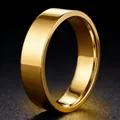 Minimalist polished gold-plated stainless steel band ring for women in a sleek modern style - Size 7 / 6mm / Gold
