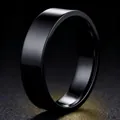 Sleek minimalist polished black stainless steel band ring for women with glossy finish - Size 7 / 6mm / Black