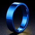 High-polished blue stainless steel ring for women in minimalist design. - Size 7 / 6mm / Blue
