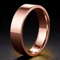 Elegant rose gold stainless steel band ring with high-polished mirror finish - Size 7 / 6mm / Rose Gold