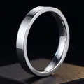 Minimalist silver-colored stainless steel band ring with a polished finish - Size 7 / Domed Inside, Flat Outside / 4mm / Steel