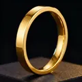Minimalist gold-plated stainless steel band ring for women with polished finish. - Size 5 / Curved Inner and Flat Outer Polished / 4mm / Gold