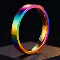 Minimalist rainbow iridescent stainless steel ring band with vibrant gradient finish - Size 7 / Domed Inside, Flat Outside / 4mm / Colorful
