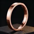 Minimalist stainless steel ring in rose gold finish with polished flat band surface. - Size 5 / Curved Inner and Flat Outer Polished / 4mm / Rose Gold