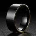 Premium polished black stainless steel ring featuring a rose gold plated interior lining - Size 7 / 8mm / Black