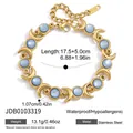18K gold plated stainless steel bracelet with blue resin crescent moon charms, 13.1g - Moon Crescent Structure Bracelet (JDB0103319)