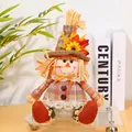 Cute Thanksgiving scarecrow plush doll with sunflower and maple leaf hat decoration - Scarecrow Female (In Skirt)