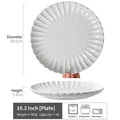 10.2 inch white ceramic steak plate with fluted rim and scalloped edge - Petal Fold Texture Plate (Zhanfang Series)