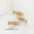 Hochwertiger 14k vergoldeter Koi-Fisch Anhänger für DIY-Schmuck mit Abmessungen - K-Gold / Einzelstück (27x7.6mm)