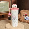 Cute cartoon stainless steel insulated bottle with 3D dog lid and pink heart patterns - 700ml / Sunflower Vitality Series / Pink