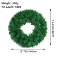 Artificial green PVC Christmas wreath for front door 15.75 inch hanging garland ornament - 40cm Wreath 100 Tips