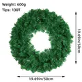 19.69 inch green PVC Christmas wreath for holiday door decoration with 130 tips 600g - 50cm Wreath 120 Tips
