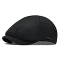 Boina de malla negra transpirable para verano, gorra plana con protección solar y aire - Negro