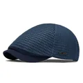Boina de malla azul marino transpirable para hombres protección solar verano gorra - Azul marino