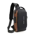 Waterproof anti-theft men's sling bag with combination lock in black and brown finish - Black with Gold (Strap without Zipper) / Black