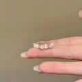 Elegant silver zircon ring featuring sparkling white rectangular stones for women jewelry - Vintage Cat's Eye Stacking Open Ring (J898a Style) / J898a Style