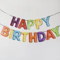Vibrant macaron colored happy birthday letter banner for festive party wall decoration - Faux Felt Printed Colorful Birthday Banner