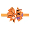 Bandeau d'Halloween avec nœud en gros-grain orange, motifs fantômes et crânes mignons - Style Squelette et Fantôme (2) / 1 Pièce / Orange