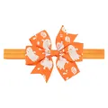 Bandeau Halloween pour enfants avec nœud en gros-grain orange et imprimé fantôme - Style Fantôme Boo (4) / 1 Pièce / Orange