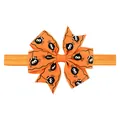 Bandeau d'Halloween orange avec nœud en ruban gros-grain imprimé araignée pour filles - Style Araignée Noire (6) / 1 Pièce / Orange