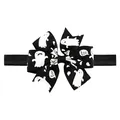 Bandeau élastique noir avec un grand nœud d'Halloween en gros-grain avec des motifs de fantômes - Style Fantôme Blanc (3) / 1 Pièce / Noir