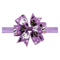 Bandeau d'Halloween violet avec nœud pour enfants orné de fantômes et de chats noirs - Imprimé de Fête Violet (8) / 1 Pièce / Violet