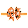 Bandeau d'Halloween orange pour bébé avec nœud en ruban gros-grain imprimé fantôme - Style Dessin Animé Fantôme et Chat (10) / 1 Pièce / Orange