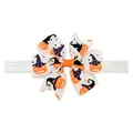 Bandeau d'Halloween pour enfants avec grand nœud à motif de citrouille et chapeau de sorcière - Style Citrouille et Chapeau de Sorcière (11) / 1 Pièce / Blanc