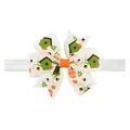 Bandeau pour enfants avec nœud en gros-grain, motifs de nichoirs et de feuilles - Imprimé Citrouille d'Automne (12) / 1 Pièce / Blanc
