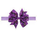 Bandeau Halloween violet pour bébé avec un nœud en gros-grain à motifs araignées et chapeaux - Araignée et Chapeau de Sorcier (13) / 1 Pièce / Violet