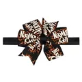 Bandeau avec nœud en ruban gros-grain imprimé Happy Halloween pour le festival - Style Toile d'Araignée Orange (14) / 1 Pièce / Noir
