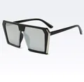 Oversized square fashion sunglasses with black frame and silver mirrored lenses - Ready Stock / Standard Black Frame Silver Mirror Lenses