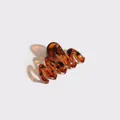 Minimalist Korean-style amber wavy hair claw clip with a glossy red-brown finish - Wave Leopard Claw Clip