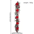Gevlokte kerstslinger met rode bloemen en bessen, 1,5m lange hangende feestelijke decoratie - 1.5m Besneeuwde Slinger