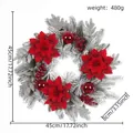 Zilveren kerstkrans met rode kerststerren en versieringen, diameter van 45 centimeter - 45cm Besneeuwde Krans