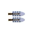 Pair of blue gingham duckbill hair clips embellished with sparkling dark blue rhinestones - Blue Dense Pattern