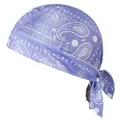 Close-up of purple paisley pirate cap with elastic fabric and sports bandana design. - One Size / 13# Snowflake Light Purple