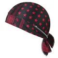 Close-up of elastic pirate hat with red star patterns and intricate sun-motif borders - One Size / 24# Star Red + Black
