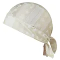 Macro view of beige bandana featuring white star and sun patterns with soft elastic fabric - One Size / 25# Star Beige