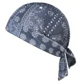 Detailed view of a blue paisley pirate head wrap ideal for outdoor cycling and sports - One Size / 21# Snowflake Dark Grey