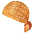 Orange elastic fabric durag with white paisley and snowflake patterns for cycling - One Size / 19# Snowflake Golden Yellow