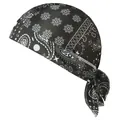 Close-up detail of black elastic pirate hat with white paisley and snowflake patterns - One Size / 17# Snowflake Army Green