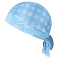 Detailed view of blue elastic pirate hat with snowflake and paisley patterns - One Size / 16# Snowflake Medium Blue