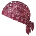 Detailed view of burgundy elastic paisley pirate cap with snowflake patterns for sports - One Size / 14# Snowflake Wine Red