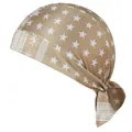 Close-up detail of the white star pattern on a stretch khaki pirate hat bandana - One Size / Star Dark Khaki