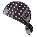 Detailed view of elastic cycling bandana with white stars and geometric patterns - One Size / 13# Star Coffee