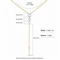 Elegante collana placcata oro con tre zirconi tondi e misure dettagliate - Stile Nappina a Forma di Y a Tre Pietre Rotonde / Oro